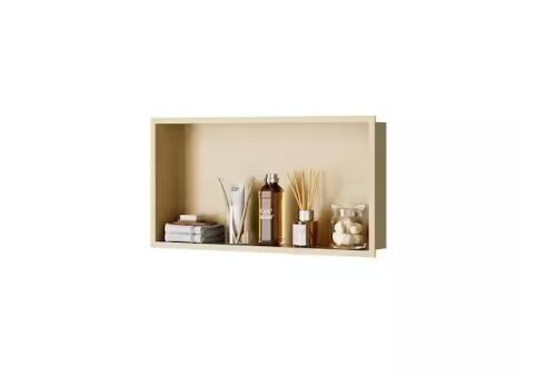 Simple Project 24 in. D x 12 in. W x 4 in. H, Single Layer Recessed Shower Niche, Matte Gold