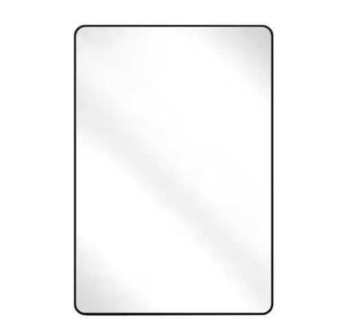 24 in. W x 36 in. H Rectangular Aluminum Alloy Framed Rounded Black Wall Mirror