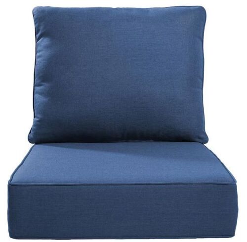 24 in. x 24 in. x 6 in. 2-Piece Water Resistant Outdoor Lounge Chair Replacement Cushion Set in Navy Blue
