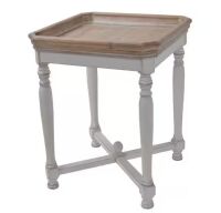 A & B Home Alcott Aged White Square Side Table