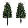 Nearly Natural 2.5 ft. UV Resistant Artificial Boxwood Tree Plant with Integrated Ground Stake, Set of 2 - Missing 1 Stake