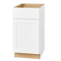 Hampton Bay Avondale 18 in. W x 24 in. D x 34.5 in. H Ready to Assemble Plywood Shaker Base Kitchen Cabinet in Alpine White