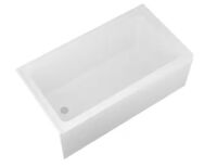 LORDEAR 60 in. x 32 in. Acrylic Freestanding Rectangular Apron Front Soaking Bathtub with Left Drain in White