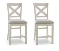 Signature DESIGN BY ASHLEY Robbinsdale 42 in. H Antique White High Back Wood Bar Stool with Upholstery Seat (Set of 2)