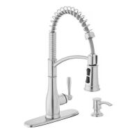 Glacier Bay Mandouri Single Handle Spring Neck Pull Down Sprayer Kitchen Faucet with Soap Dispenser in Stainless Steel