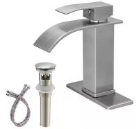 BATHADORE Single Handle Single-Hole Bathroom Faucet with Deckplate Included in Brushed Nickel