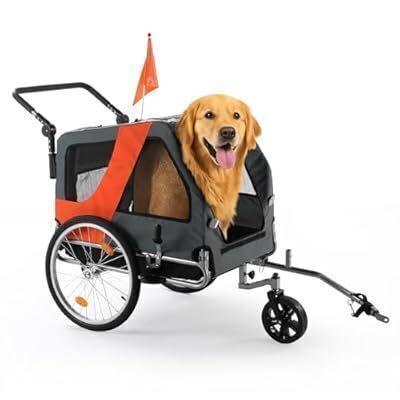 2-in-1 Pet Bike Trailer, Heavy Duty 132lbs Load Capacity