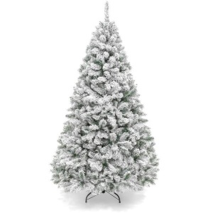 6 ft. Premium Snow Flocked Artificial Pine Christmas Tree w/ Foldable Metal Base. Appears New