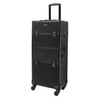 Omysalon 2-in-1 Aluminum Rolling Makeup Cosmetic Organizer Train Case