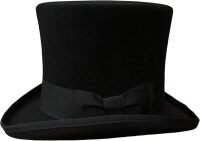 Black Wool Mens Top Hat Victorian Top Hats for Men Women Mad Hatter 7" Tall Tophat