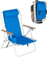 Folding Beach Chair Adjustable Headrest w/4 Flexible Tilt Angle