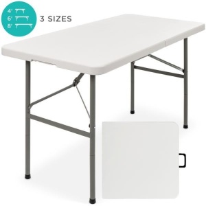 4ft Portable Folding Plastic Dining Table w/ Handle, Lock. Appears New