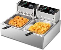 22.8QT Commercial Electric Deep Fryer with Baskets & Lids