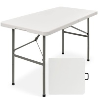 4ft Portable Folding Plastic Table w/ Handle, Lock 