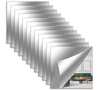 12 in. W x 12 in. H Modern Square Frameless Full Length Stick On Wall Mirror Tiles, 12 pc