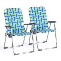 VINGLI 2 Pack Blue and Green Aluminum Lightweight Beach Chair with Detachable Cup Holder