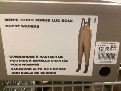 Men's Three Forks Lug Sole Chest Waders, Size 12R, E-Commerce Return, Sold as is