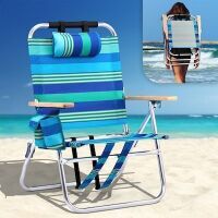 VINGLI 13-in Beach Chair with 3-Position Cooler Bag Cup Holders