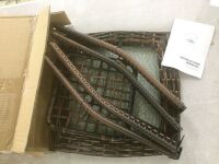 Outdoor Wicker Side Table with Tempered Glass Top Brown - Loose Hardware
