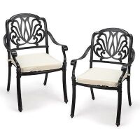 VINGLI 2-Pcs All-Weather Cast Aluminum Elizabeth Back Dining Chairs