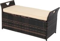 VINGLI 40 Gallon Outdoor Rattan Deck Box w/Cushion