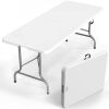 6 FT Folding Portable Plastic Long Table with Carrying Handle