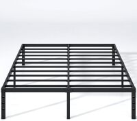 NEW JETO Metal Bed Frame, Queen Size Bed Frame with Storage Space, Heavy Duty Sturdy Mattress Foundation, Easy Assembly, No Box Spring Needed, Black,14 Inch, Queen