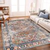 CHAMPLANT Washable Area Rug 8'x10' Boho Chic Medallion Distressed Design Non-Shedding Easy Care Ideal for High Traffic Areas in Living Room Bedroom Office Coffee Table Large Carpet