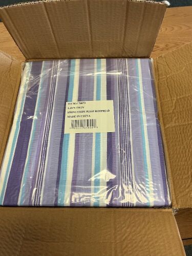 Twin Bedspread, Lot Of 14, Spring Stripe Plisse