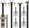 9FT Metal String Light Poles, with Fence Brackets, 4 Pack Metal Poles for Outdoor Lights, Patio, Deck, Yard, Garden, Expo, Wedding and Party Decorations