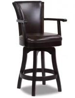 Jennifer Taylor Williams 27 in. Brown Faux Leather Modern High Back Swivel Kitchen Counter Height Bar Stool with Armrests and Wood Frame