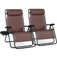 Set of 2 Extra Wide Adjustable Zero Gravity Patio Chair Recliners