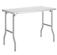 VEVOR Heavy-duty Stainless Steel Folding Commercial Prep Table, 48 x 24 Inch, 300lb Capacity