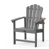 VINGLI Plastic Folding Adirondack Chair with Cup Holder, 380lb Weight Capacity