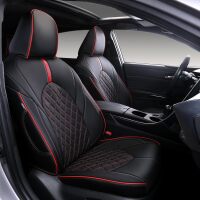 Custom Fit Camry Seat Covers for 2018-2024 Toyota Camry LE SE SE Nightshade, Waterproof Faux Leather Full Coverage Car Seat Protectors Full Set Accessories (Black+Red)