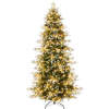 7.5ft Pre-Lit Artificial Flocked Slim Aspen Noble Fir Christmas Tree w/ Stand