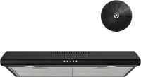 FIREGAS 30 Inch Black Under Cabinet Range Hood, Ducted/Ductless Convertible Kitchen Vent Hood with LED Light, 3-Speed Exhaust Fan, Push Button Control, Slim Stove Hood for Modern Kitchen