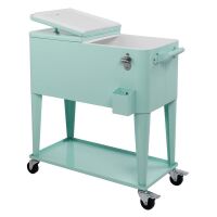 80 Quart Portable Outdoor Patio Rolling Cooler Cart Green