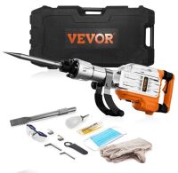 VEVOR 3500W Demolition Jack Hammer, 1900 BPM, 2pcs Chisel with Gloves & 360&deg;C Swiveling Front Handle - Damaged Case