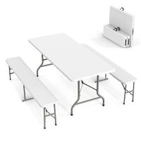 VINGLI 3 Piece White Folding Picnic Table Set