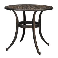 23.6" Round Outdoor Side Table with Umbrella Hole Bronze
