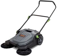 VEVOR Walk-behind Hand Push Floor Sweeper, 25.6" Sweeping Width, 5-Gallon Waste Container, Angle & Height Adjustable Folding Handle