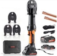 VEVOR 18V Electric Pipe Crimping Tool for 1/2", 3/4", 1" Copper Pipes, 24KN Press Tool Kit Compatible with ProPress - with 3 Press Jaws, 2pcs 18V 2AH Battery, Fast Charger & Carrying Case