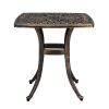 21" Sqaure Outdoor Side Table with Umbrella Hole Bronze