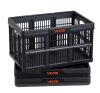 VEVOR Plastic Stackable Folding Storage Crates with Handles, Holds 33 lbs Per Bin, 3 Pack