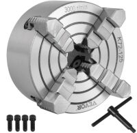 VEVOR K72-125 Lathe Chuck, 5 Inch, 4-Jaw, Independent Metal Lathe Chuck with Reversible Jaw, Cast Iron Body, 0.276 -2.244 in Internal 1.89 -4.92 in External Jaw Clamping Range