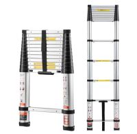 VEVOR 12.5ft Telescoping Ladder, Aluminum Lightweight Multi-Purpose Collapsible Extension, One-Touch Retraction Ladder, Heavy Duty 330LBS Max Capacity with Non-Slip Feet