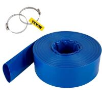 VEVOR Pool Discharge Hose, 3" x 105', PVC Lay Flat Hose with Clamps, Weather-proof & Burst-proof