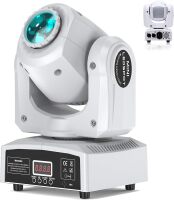 DJ Lights Moving Head 8 Color 8 GOBO Stage Lighting LED Spotlight by DMX and Sound Activated Control for Wedding DJ Disco Parties Church Live Show Bar (White-1 Piece)
