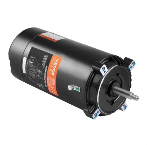 VEVOR 1.5 HP Pool Pump Motor, 56J Frame, 115V(13.6 Amps)/230V(6.8 Amps) 3450 RPM, 60Hz, 1.3 Service Factor, 90&mu;F/250V Capacitor, CCW Rotation Round Flange Replacement Motor